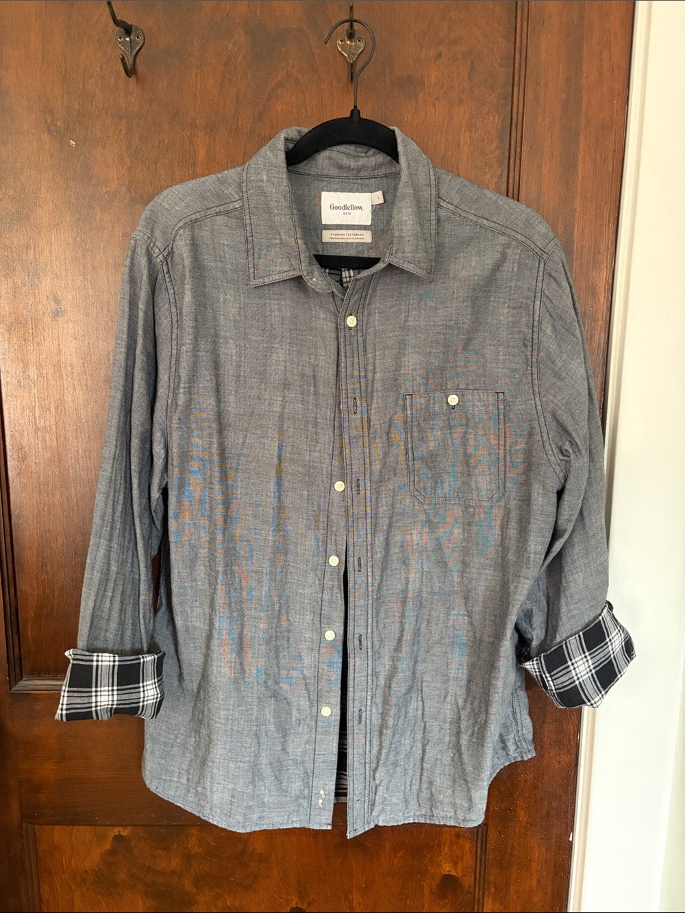 Goodfellow & Co Men’s Heather Gray Long-Sleeve Button-Down Shirt